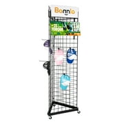 Bonnlo 6' x 2' Triangle Wire Grid Panel Tower with Base and Casters, Wire Grid Wall Display Rack with Hooks