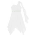 thumbnail image 3 of Haitryli Kid Girls One Shoulder Birthday Party Dress Beaded Sash Junior Bridesmaid Dress Formal Gown White 10, 3 of 5