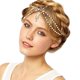 thumbnail image 1 of Cadena india blanca para el cabello, joyería para el cabello, festival bohemio, cadena para la cabeza egipcia, colgante, tocado, cuentas doradas, perlas de peinado nupcial, Navidad para mujeres y niñas ER, 1 of 5