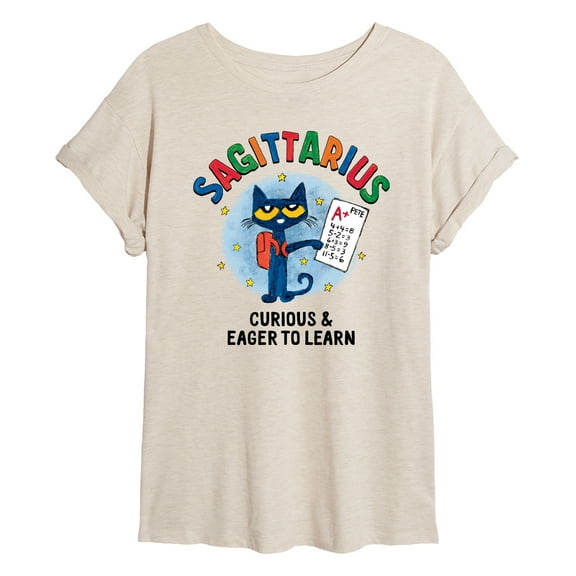 Pete The Cat - Sagittarius - Women's Oversized Graphic T-Shirt