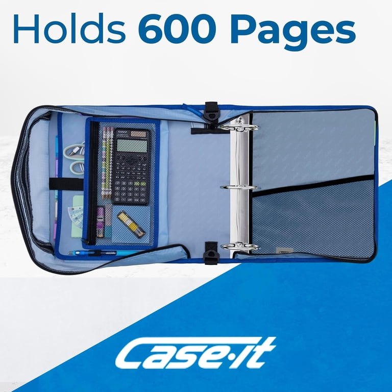 Case-it, Zip Tab Zipper Binder, 3 inch O-Rings, 600 Sheet Capacity