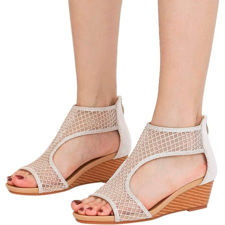 

Summer Women S Wedge Sandals Black Dressy Open-Toe Sandals Ankle Strap Hollowed Out Casual Sandals Beach Shoes Roman Retro Sandals