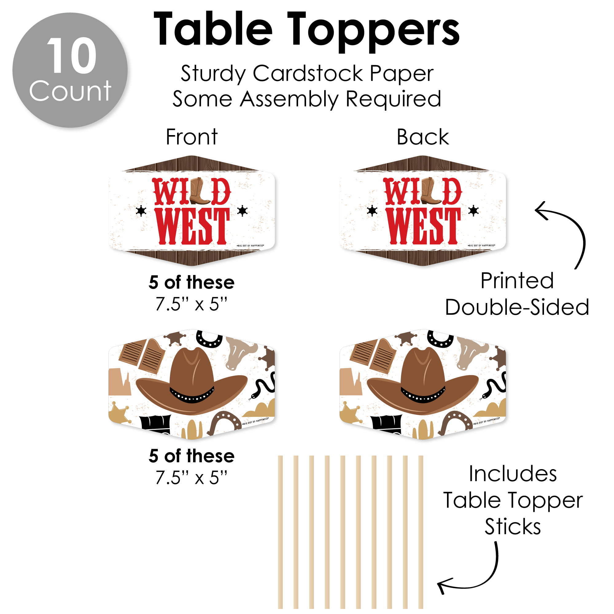 Big Dot Of Happiness Little Cowboy - Western Petite Party Paper Table Runner  - 12 x 60 inches