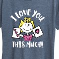 thumbnail image 3 of Peanuts - I Love You This Much - Women's Short Sleeve Graphic T-Shirt, 3 of 6