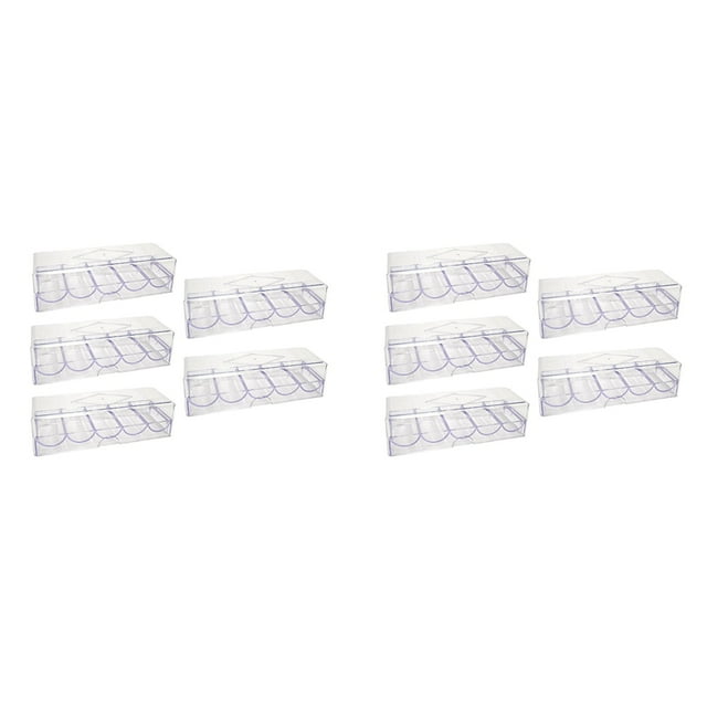 10X Clear Acrylic Poker Chip Rack with Cover/Casino Chip Tray with Lid, Holds 100 Chips Each