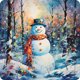 thumbnail image 2 of Kit Pintura Por Números Sobre Lienzo Arte Al Óleo Artesanal Imagen Muñeco Nieve Del 40x40cm, 2 of 9