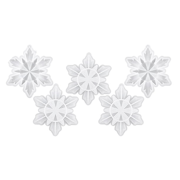 5 piezas de Moldes de resina de silicona navideños, moldes de copos de nieve 3d, molde de resina de fundición epoxi de silicona Compatible con D