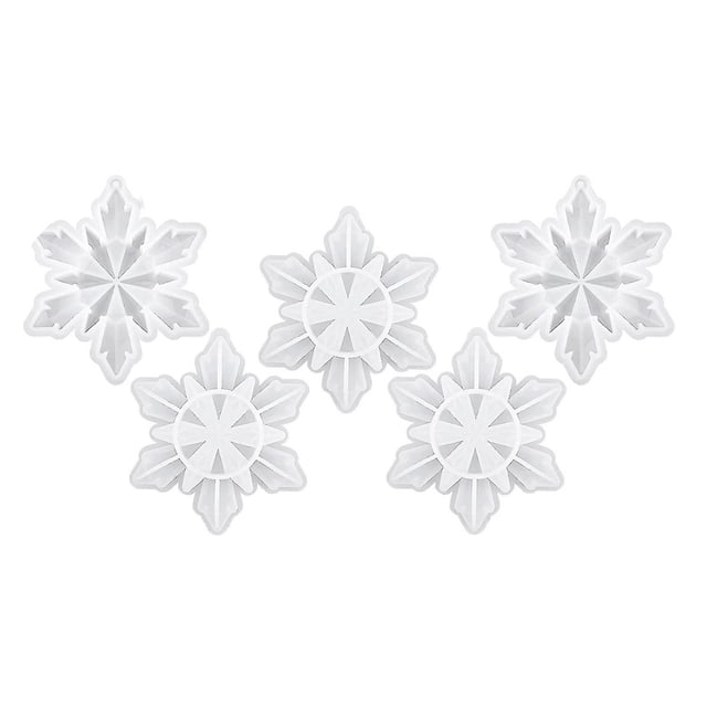 5 piezas de Moldes de resina de silicona navideños, moldes de copos de nieve 3d, molde de resina de fundición epoxi de silicona Compatible con D