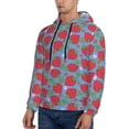 thumbnail image 3 of Kdxio Hand Drawn Strawberry Print Mens Casual Hooded Collar Drawstring Hoodies Pullover Sweatshirts Casual Long Sleeve Shirts-XX-Large, 3 of 7