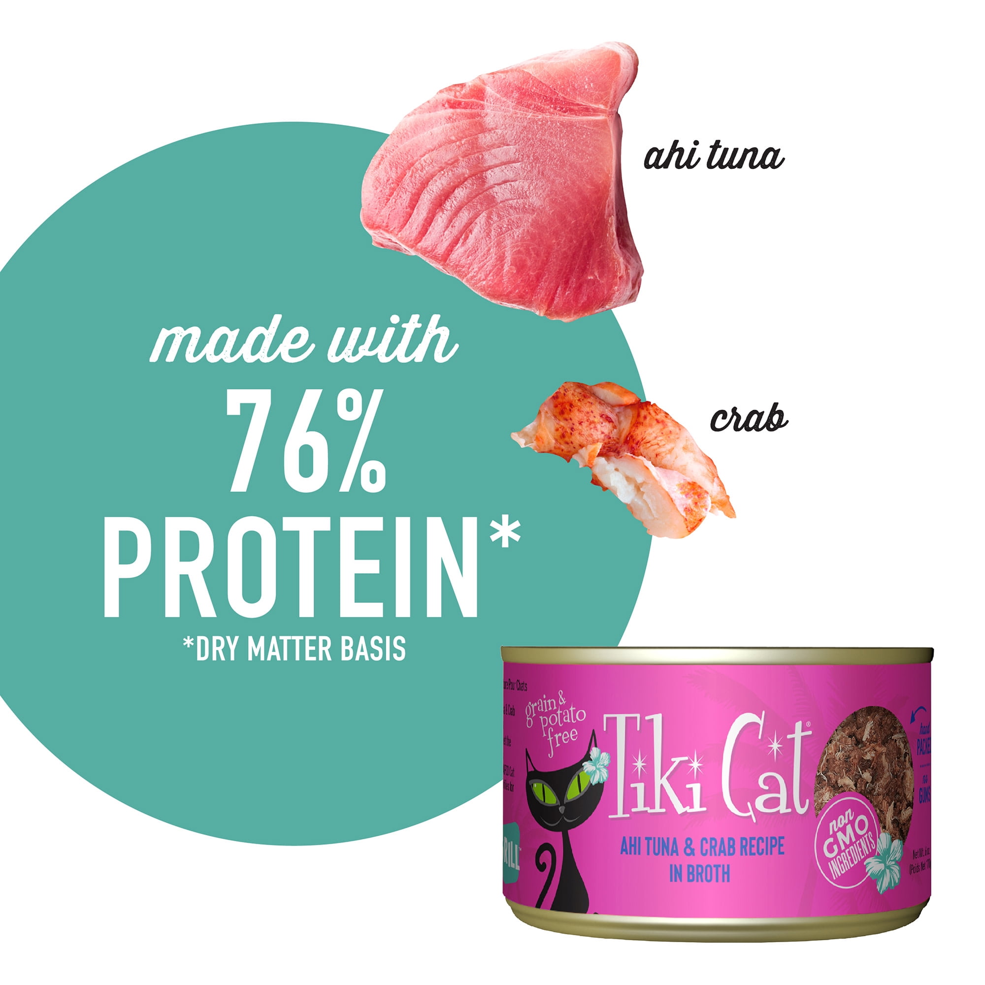 (6 pack) Tiki Cat Grill Wet Cat Food, Ahi Tuna & Crab, 6 oz. Can