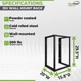 thumbnail image 4 of NavePoint 15U Wall Mount Rack - Server Rack for 19 Inch IT Equipment Open Frame Rack –  Network Rack for AV & Server Equipment 16” Deep Rack, Black, 4 of 4
