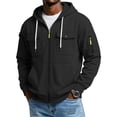 thumbnail image 3 of Chiccall Mens Fleece Hoodie Cargo Long Sleeve Full Zip Drawstring Hooded Sweatshirts Casual Loose Fit Athletic Jacket with Multi Pockets, 3 of 6