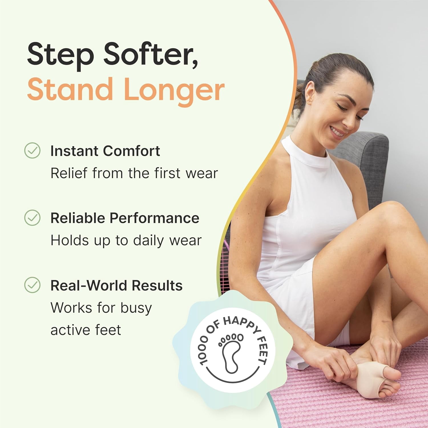 ZenToes Fabric Metatarsal Sleeve with Sole Cushion Gel Pads Set of 4