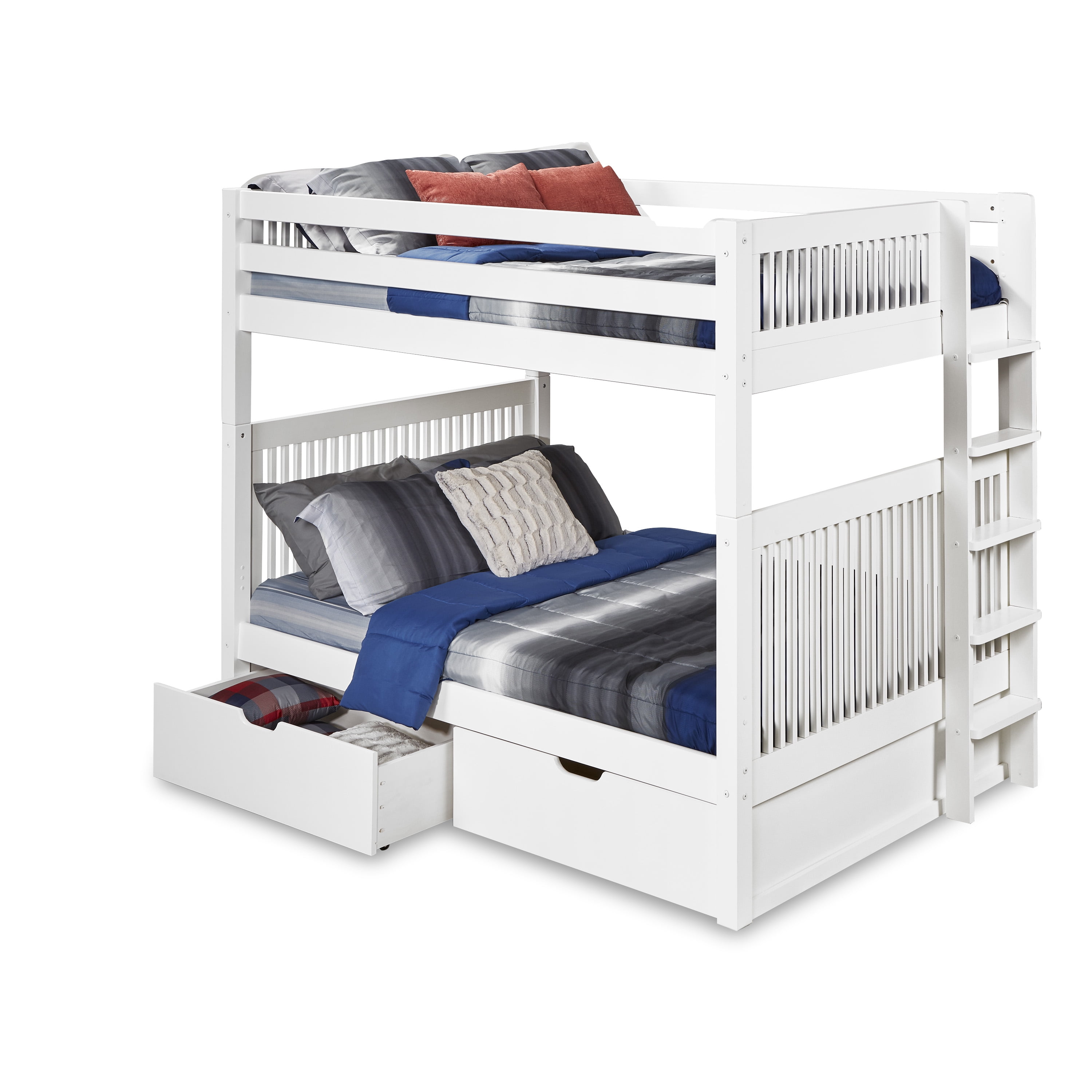 Camaflexi Full Over Bunk Bed With Drawers Mission Headboard Camaflexi Full Over Bunk Bed With Drawers Mission Headboard End Ladder White Finish Com