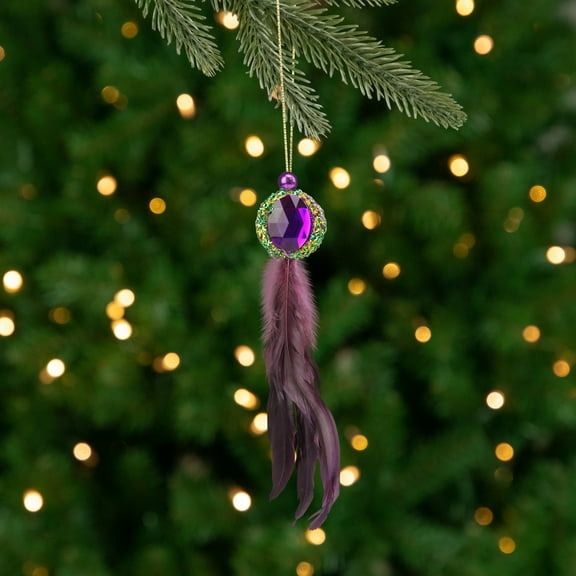 Northlight 10" Regal Peackock Jewel Hanging Tassel Christmas Ornament - Purple