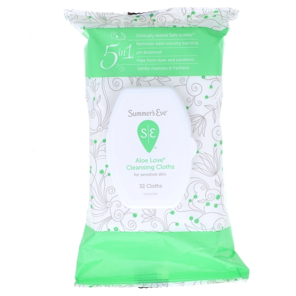 Summers Eve Cleansing Cloths Aloe Love - 32 ct, Pack of 4