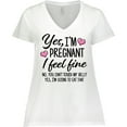 thumbnail image 3 of Inktastic Yes I'm Pregnant I Feel Fine No You Cant Touch My Belly Women's Plus Size V-Neck T-Shirt, 3 of 5