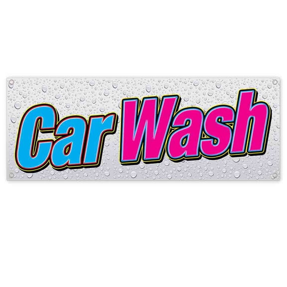 Car Wash Droplets 13 oz Vinyl Banner With Metal Grommets