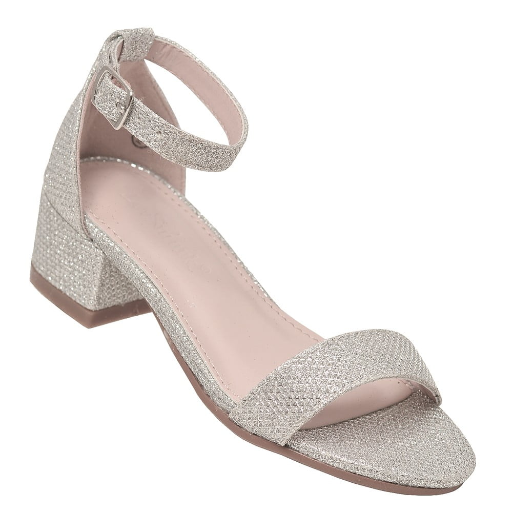 silver small block heels