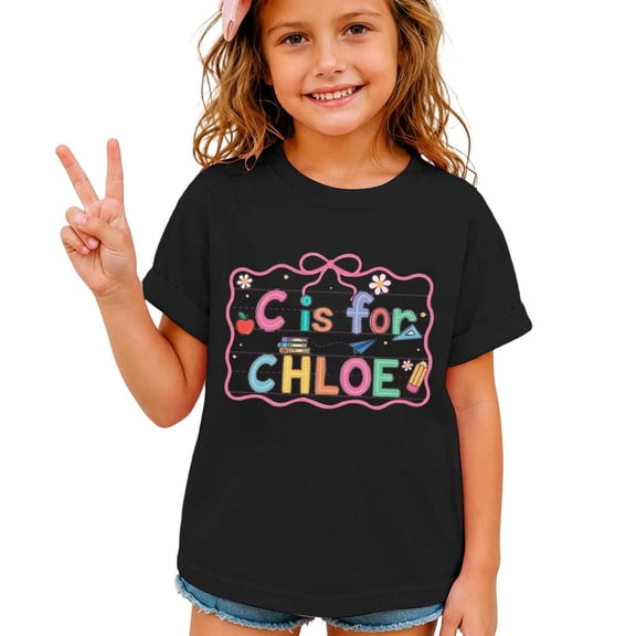Curuila Child Toddler Girls T-Shirts Short Sleeve Letter Print Crew Neck Tops For Girls Everyday Wear Fashionable Tee Size 3-4 Years