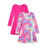 The Children's Place Girls Printed and Solid Long Sleeve Knit Dresses, 2-Pack, Sizes 4-16