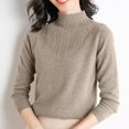 thumbnail image 2 of WTXUE Turtleneck Sweatshirt Crochet Sweaters High Neck Long Sleeved Textured Printed Knitted Base Layer Loose Inner Sweater Oversized Sweatshirt Half Zip Pullover Womens Sweatshirt Khaki Xxl, 2 of 9