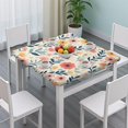 thumbnail image 3 of Pioneer Flower Floral Print Pattern Square Fitted Tablecloth with Elastic Edge,Square Table Cover,Washable Elastic Table Cover for Home Kitchen Party Decor 36"x36", 3 of 6