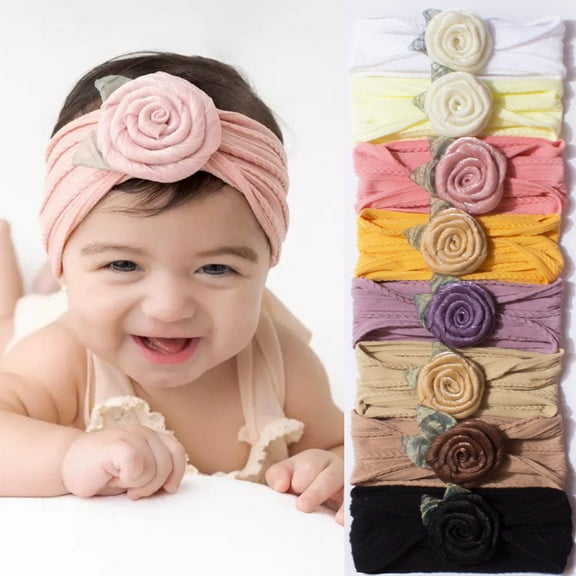 Dalrosia Baby Girls Flower Headbands Soft Nylon Newborns Headbands Hair Bows Elastic Hairbands Hair Accessories for Newborns Infants Toddlers Girls Kids