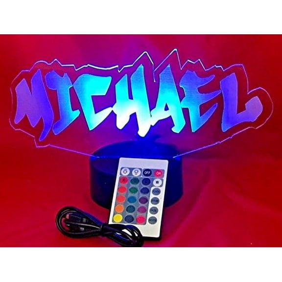 Name Light Up Lamp Any Name Shape Lamp LED Personalized Create Your Own Name In Graffiti Table Lamp LED, With Remote 16 Color Options, Dimmer, Free Engraving, Great Gift