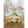 thumbnail image 5 of Yellow Gnome Honeycomb Round Tablecloth 60 inches Vintage Yellow Bee Sunflower Honey White Wooden Grain Waterproof Oil-Proof Table Cloth Round Table Cover for Holiday Party Picnic Dinner Decor, 5 of 9