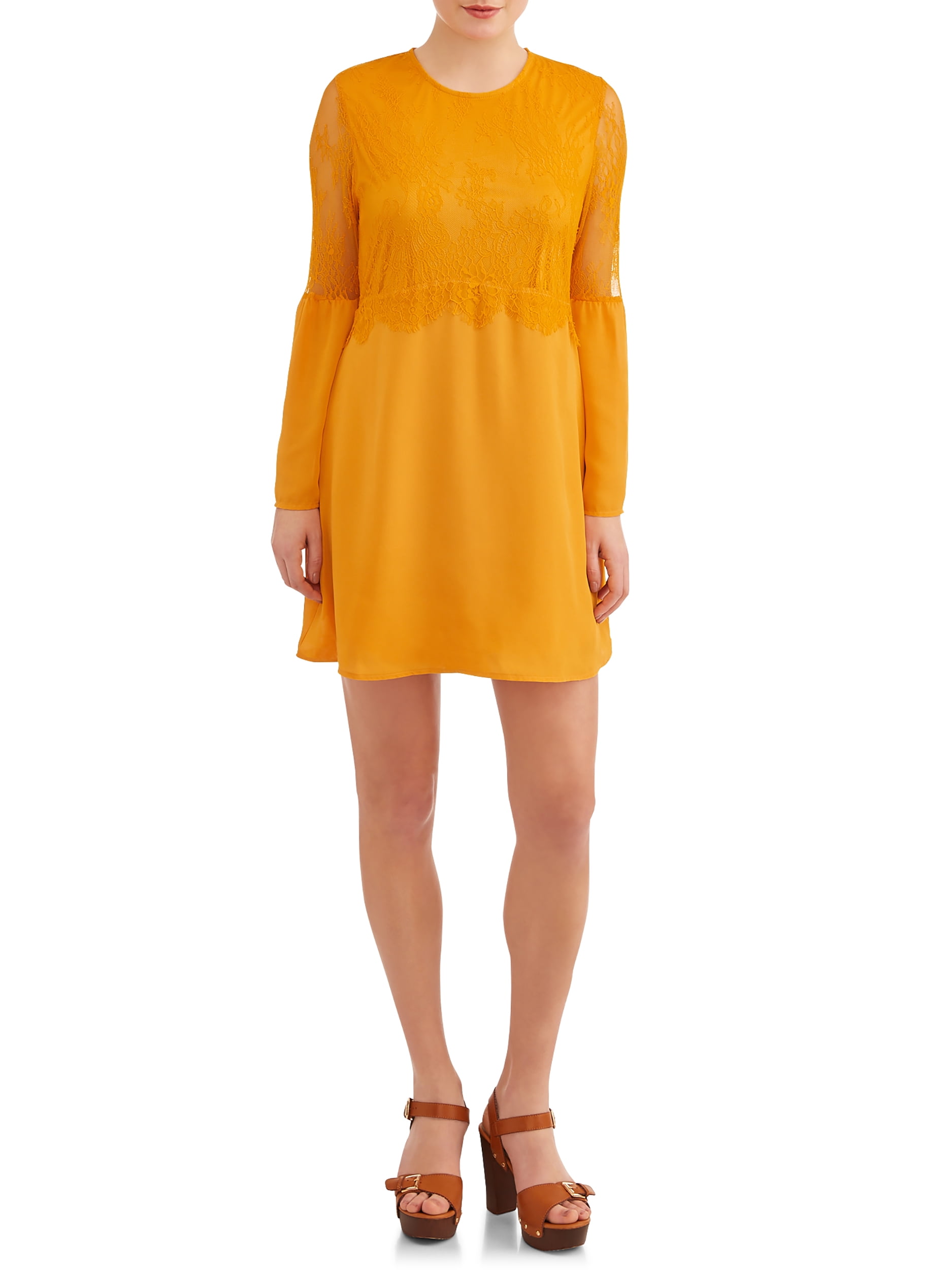 Liberty Love Juniors' Lace And Flare Sleeve Dress