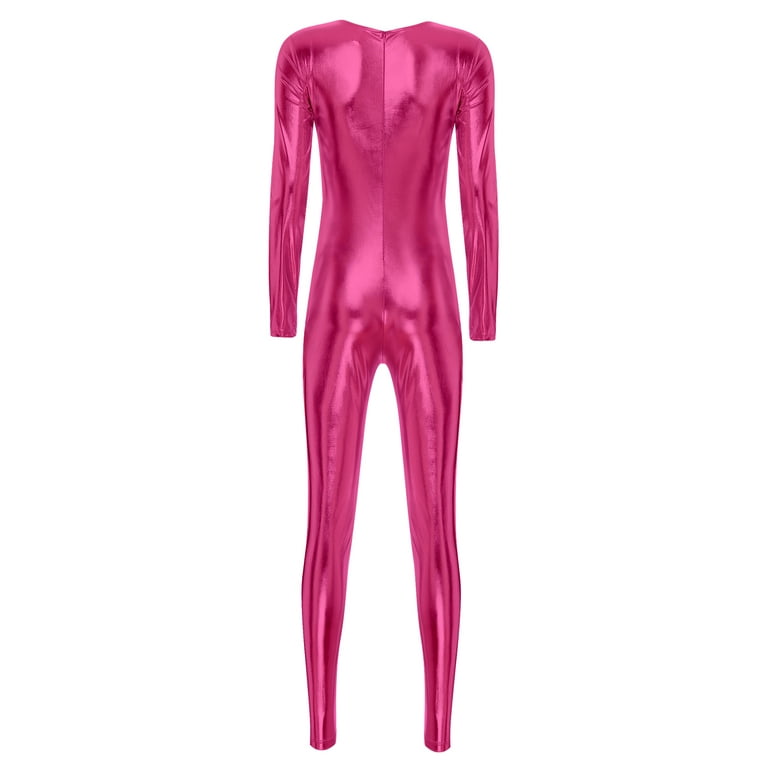 CHICTRY Womens Metallic Shiny Full Body Jumpsuit Long Sleeve