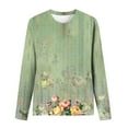 thumbnail image 5 of Pompotops Femmes Dames Col Rond Hauts Amples Décontractés T-Shirts Imprimés Blouse à Manches Longues en Solde, 5 of 5