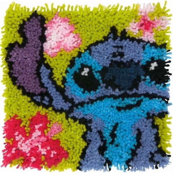 Latch Hook Cushion Kits for Adults, Latch Hook Pillow Case Kits Embroidery Kits 17X17Inch, DIY Needlework Pillow Cover Sofa Cushion Rug Making Kits, DIY Craft Kits 43x43 cm - Stitch