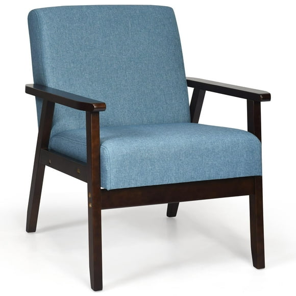 Giantex  Accent Chair, Mid-Century Modern Arm  Chair for Living Room, Bedroom, Blue