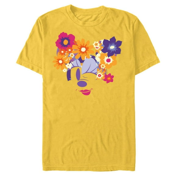 Disney Minnie Mouse Flowers Winking Garden Spring - Short Sleeve Blended T-Shirt for Adults - Customized-Yellow