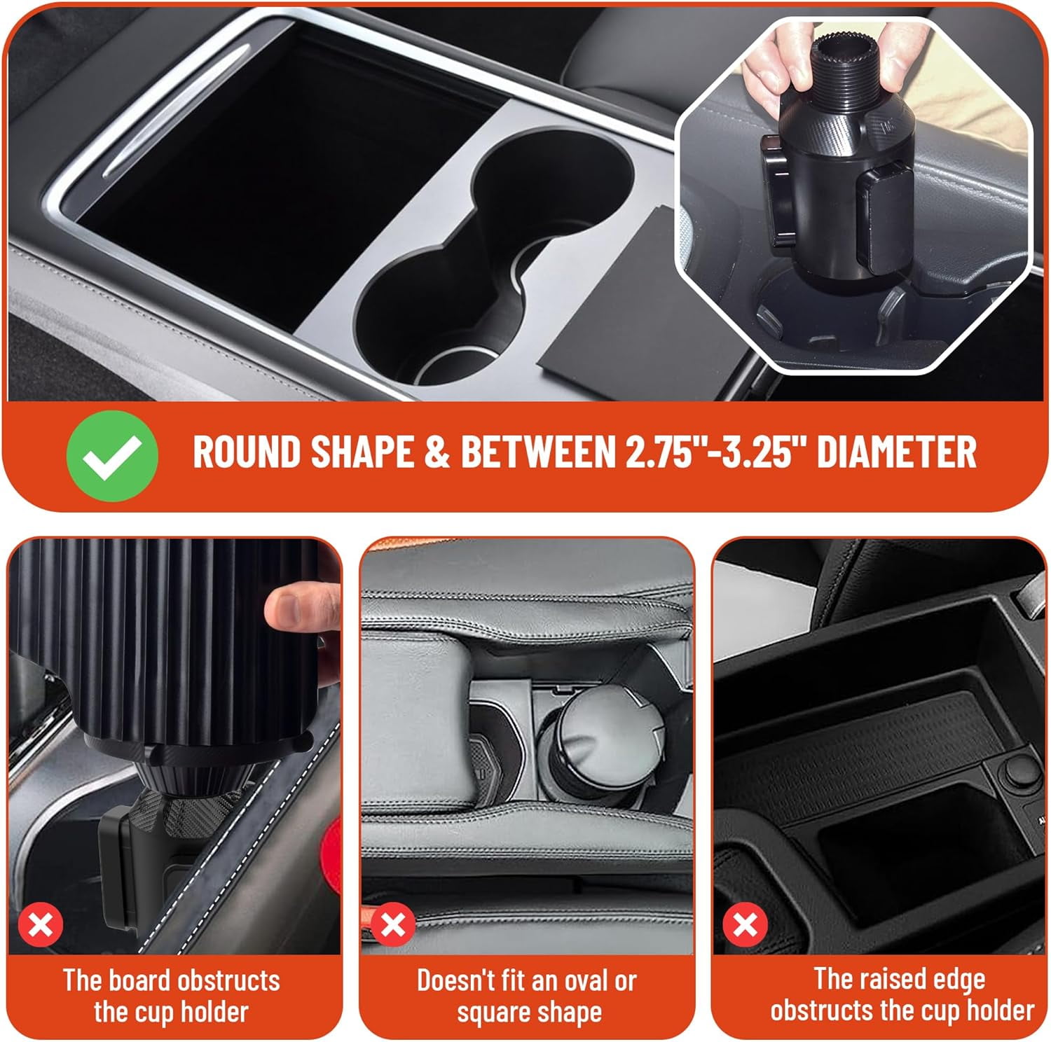 Soapow  5 in 1 Car Cup Holder Tray Table with Cell Phone Slot and Coffee Stand Food Tray, Universal Swivel Car Expander Desk, Detachable 360° Rotating Extender Car Organizer
