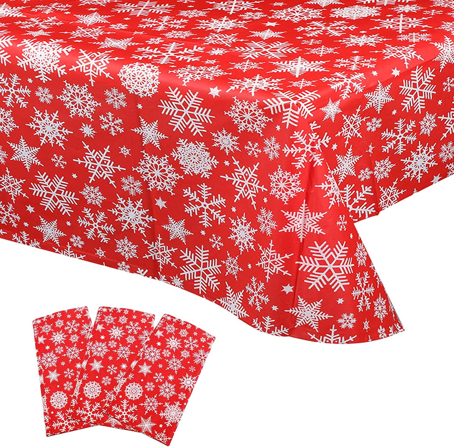 Husfou Christmas Tablecloth 3 Pack Xmas Table Cover Waterproof