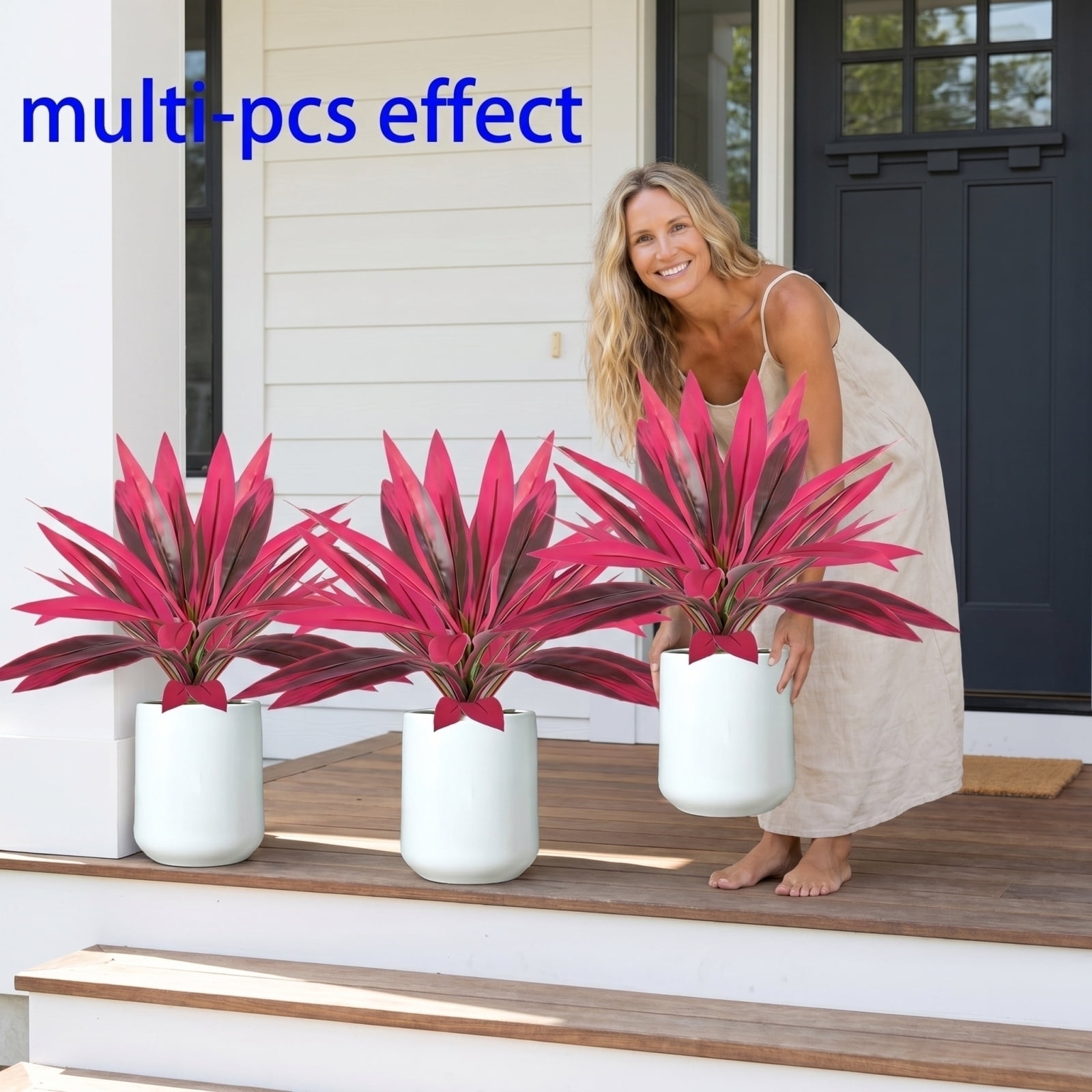 Artificial Red Cordyline Ti Plant, Artificial Ti Plant Faux Tropical, Realistic Red Cordyline Fake Indoor Outdoor Plants, No Maintenance Plants for Home Patio Office Garden Decor,2 PCS