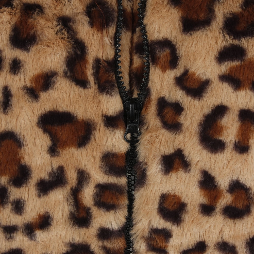 Janice Apparel Women's Faux Fur Animal Print Cheetah Zip Up