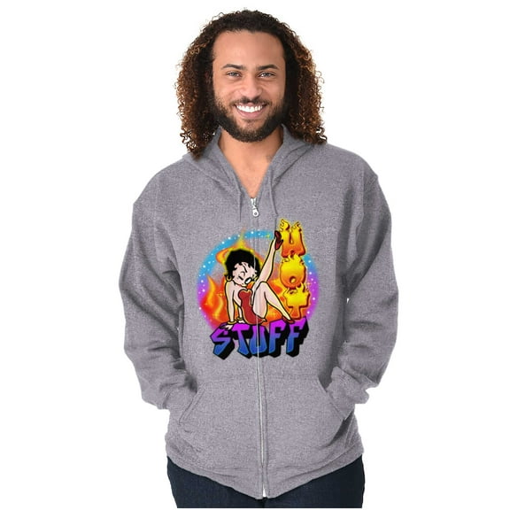 Betty Boop Air Brushed Hot Stuff Zip Hoodie Sweatshirt Women Brisco Brands S