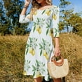 thumbnail image 4 of Watercolor Lemons Flowers Bee Sweetheart Knot Flared Dress Fashion Design Large Size Loose Dress Spring Summer Women Dress, 4 of 9