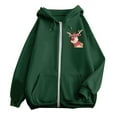 thumbnail image 4 of WILLBEST Sudadera Deportiva para Mujer Ladies' Christmas Printed Zipper Long Sleeved Pocket Adjuststring Casual Hooded Sweatshirt 2249 XX-Grande, 4 of 8