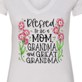 thumbnail image 4 of Inktastic Blessed to Be a Mom, Grandma, and Great Grandma Pink Flowers Women's V-Neck T-Shirt, 4 of 5