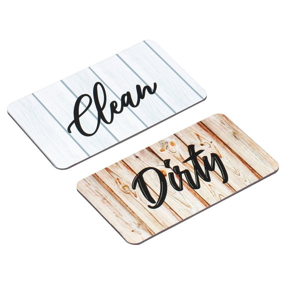 Dishwasher Magnet Clean Dirty Sign Rectangle Striped Brown-White Version Easy to Slide for Dishwasher Indication