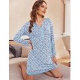 thumbnail image 2 of Ekouaer Women's Nightshirt Long Sleeve Button Down Nightgown V-Neck Sleepwear Pajama Dress, 2 of 6