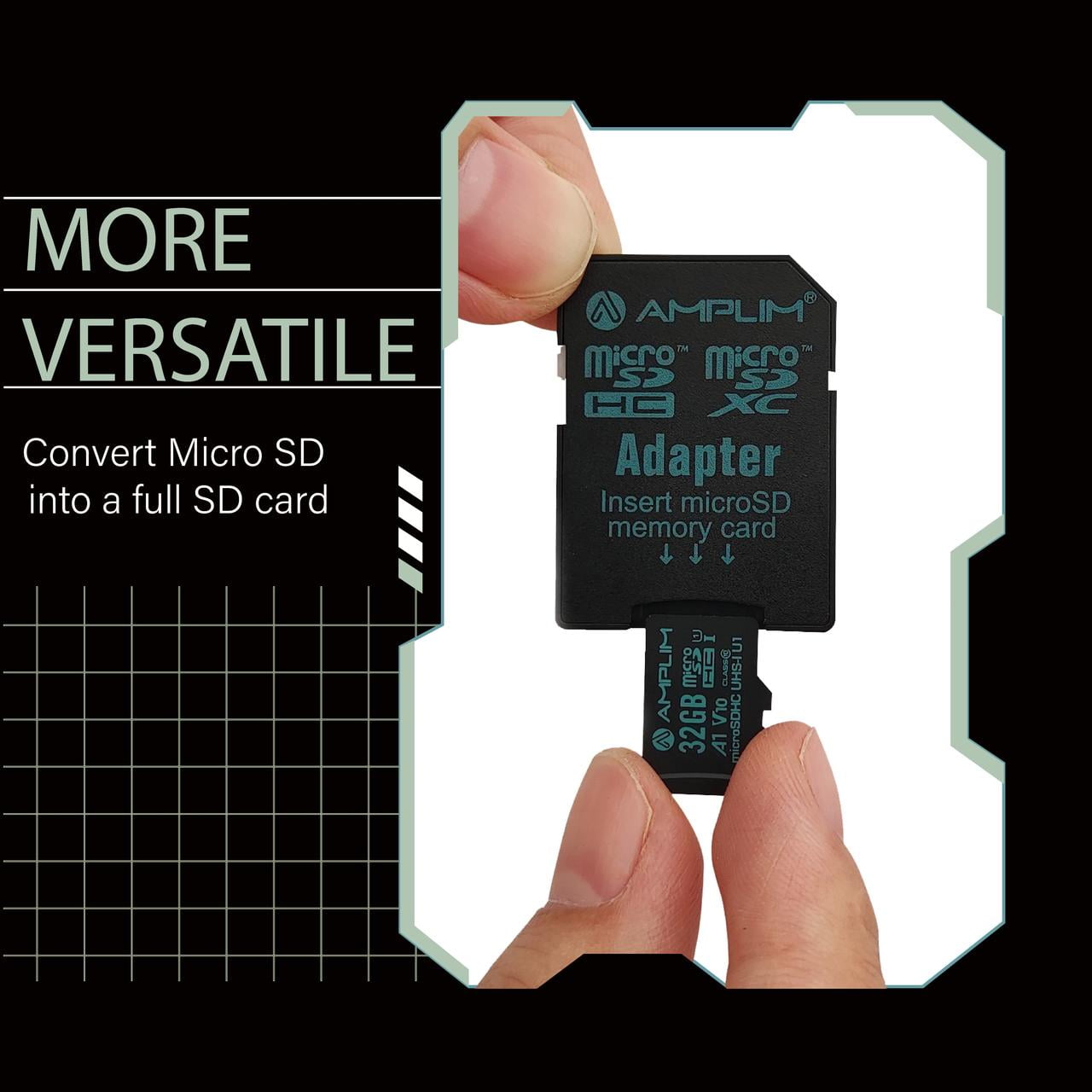 Amplim 32GB MicroSD Card, 2 Pack Micro SD Memory Plus Adapter, MicroSDHC Class 10 UHS-I U1 V10 TF