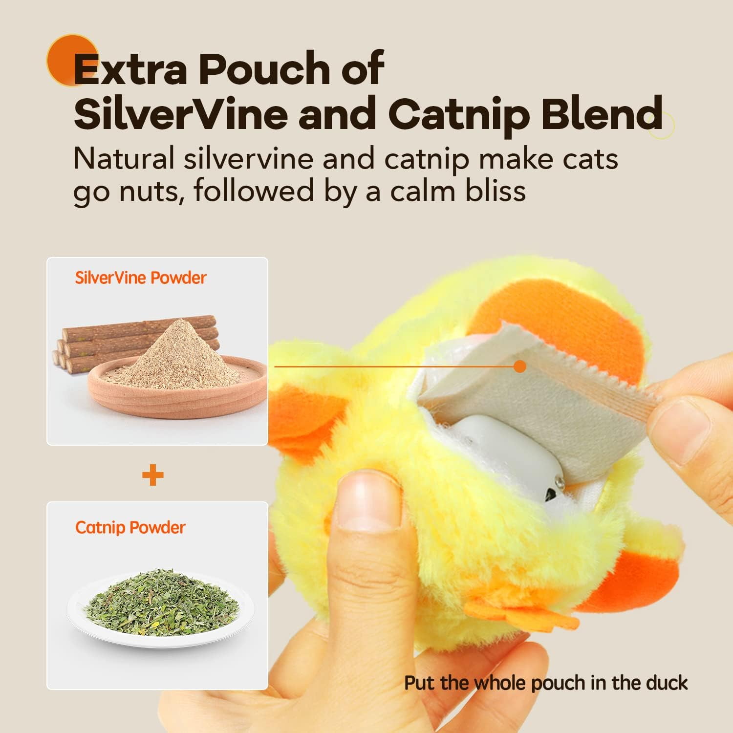 Cat Toy - Rechargeable Flapping Duck with Catnip, Touch-Activated Chirping Sound, Fluttering Wings Interactive Plush, Kitten Kicker Toy for All Breeds(1Pcs, B)