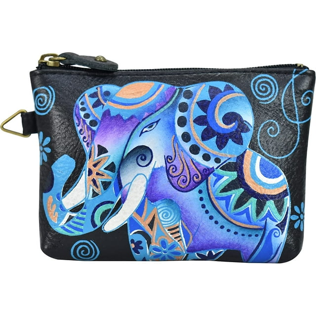 Anna by Anuschka Women's Hand Painted Genuine Leather Coin Pouch - Top zip entry