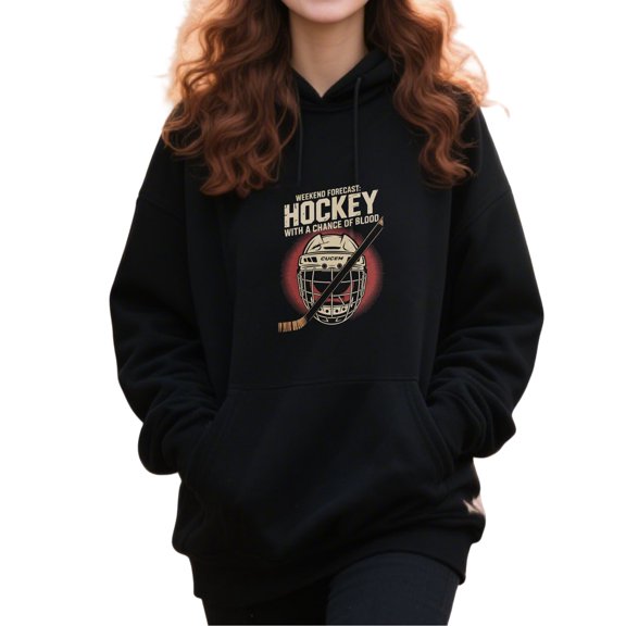Chic Hockey Hoodie for Men and Women, Unisex Pullover Hooded Sweatshirt, Comfortable Cotton Poly Blend, Casual Everyday Streetwear